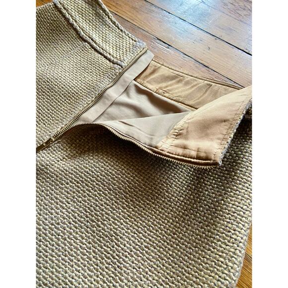 BANANA REPUBLIC Metallic Gold Wool Pleated Skirt sz 0 - Picture 7 of 10